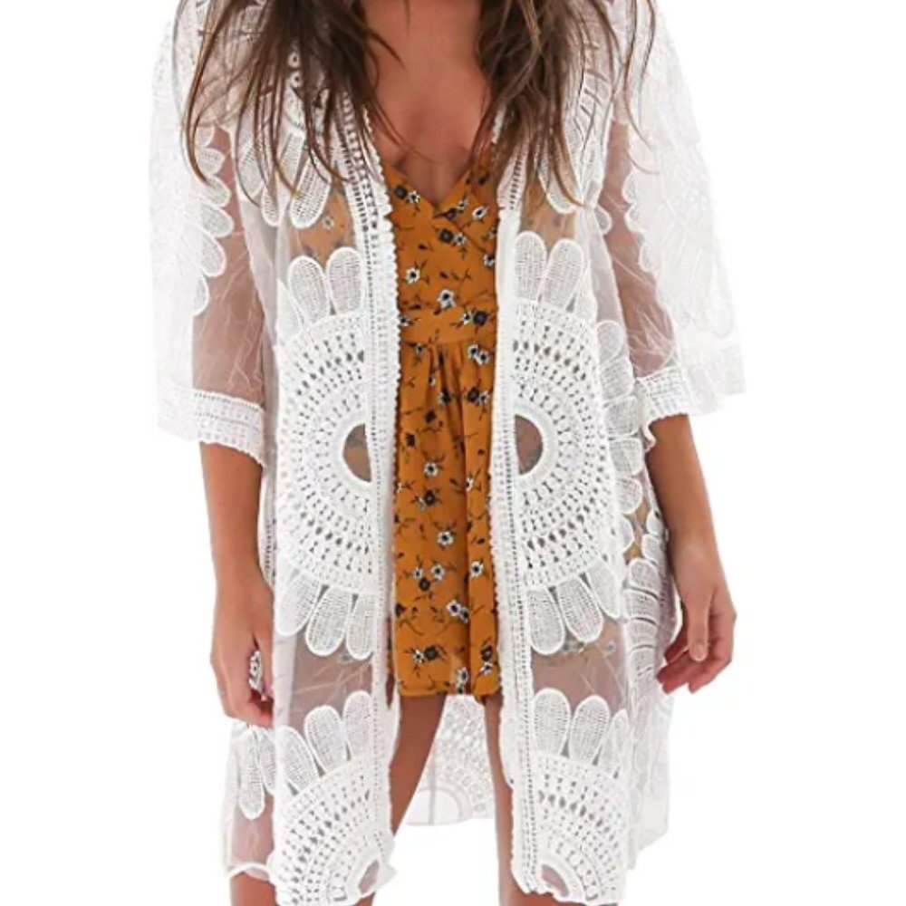 Floral Crochet Lace Beach Swimsuit
